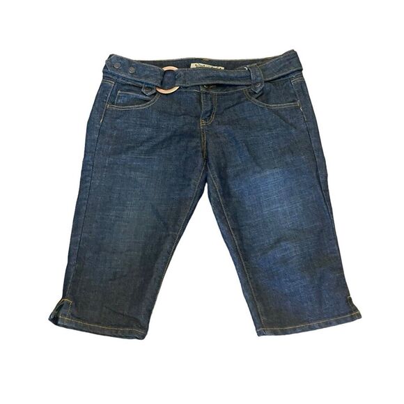 Hint Jeans Dark Belted Bermuda Shorts Womens Size 15 Cotton Blend Stretch Dressy - Picture 1 of 13